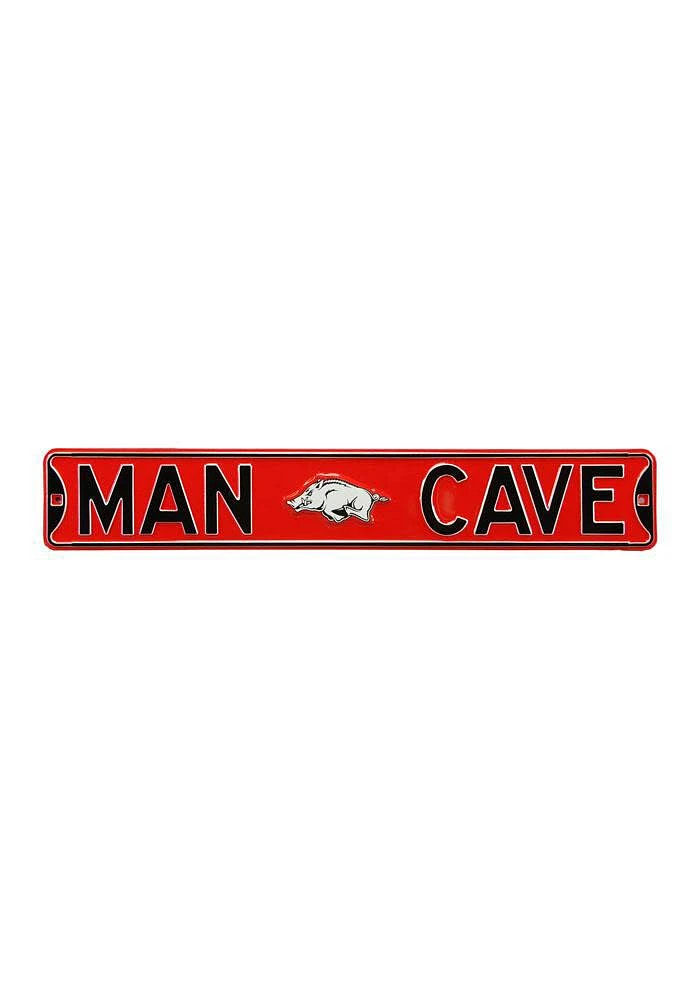 Arkansas Razorbacks 6x36 Man Cave Street Sign - Red