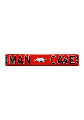 Arkansas Razorbacks 6x36 Man Cave Street Sign - Red