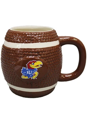 Kansas Jayhawks 15oz Sculpted Football Logo Mug Ceramic Mug - Brown