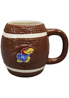 Kansas Jayhawks 15oz Sculpted Football Logo Mug Ceramic Mug - Brown