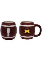 Michigan Wolverines 15oz Sculpted Football Logo Mug Ceramic Mug - Brown