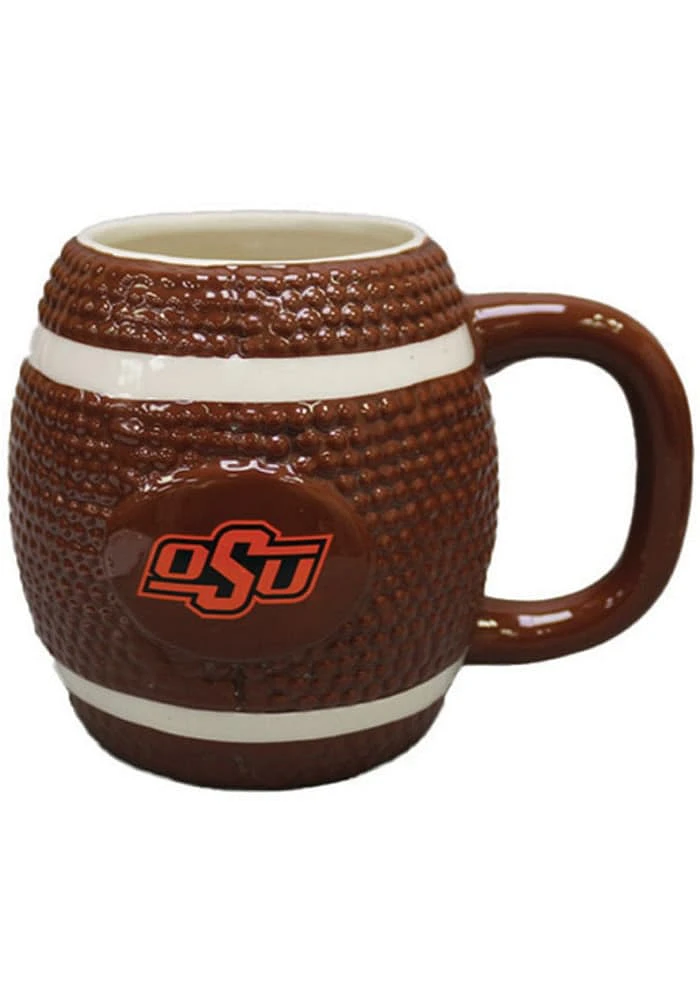 Oklahoma State Cowboys 15oz Sculpted Football Logo Mug Ceramic Mug - Brown