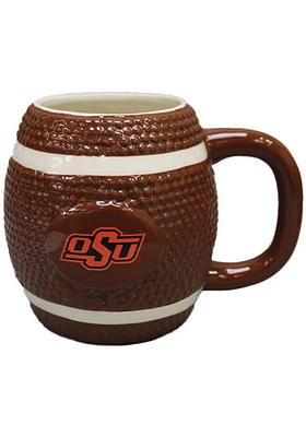 Oklahoma State Cowboys 15oz Sculpted Football Logo Mug Ceramic Mug - Brown