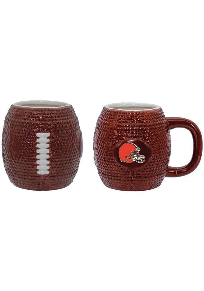 Cleveland Browns 15oz Sculpted Football Logo Mug Ceramic Mug - Brown