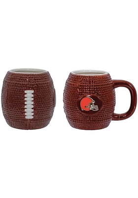 Cleveland Browns 15oz Sculpted Football Logo Mug Ceramic Mug - Brown