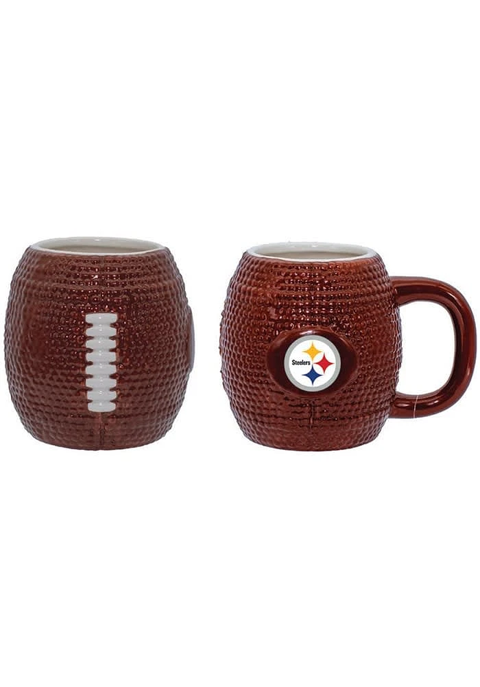 Pittsburgh Steelers 15oz Sculpted Football Logo Mug Ceramic Mug - Brown