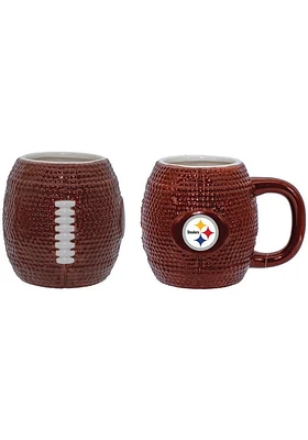 Pittsburgh Steelers 15oz Sculpted Football Logo Mug Ceramic Mug - Brown