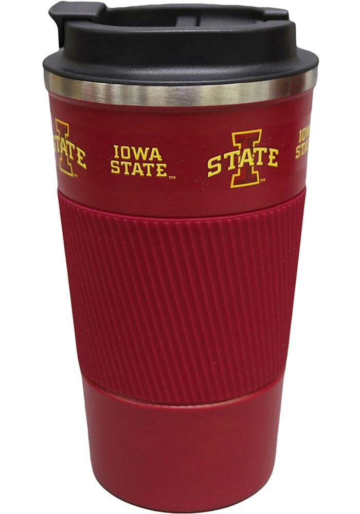 Iowa State Cyclones 18oz SS Coffee Tumbler Silicone Wrap Stainless Steel Tumbler - Black