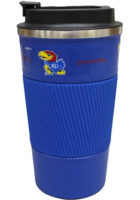 Kansas Jayhawks 18oz SS Coffee Tumbler Silicone Wrap Stainless Steel Tumbler - Red