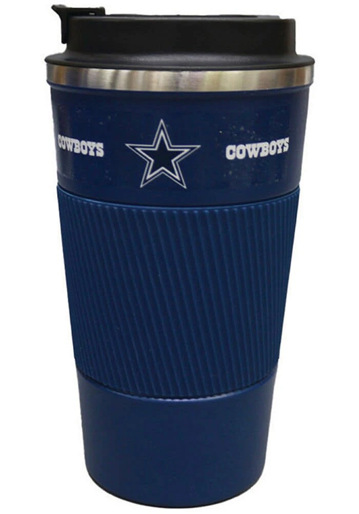 Dallas Cowboys 18oz SS Coffee Tumbler Silicone Wrap Stainless Steel Tumbler - Blue