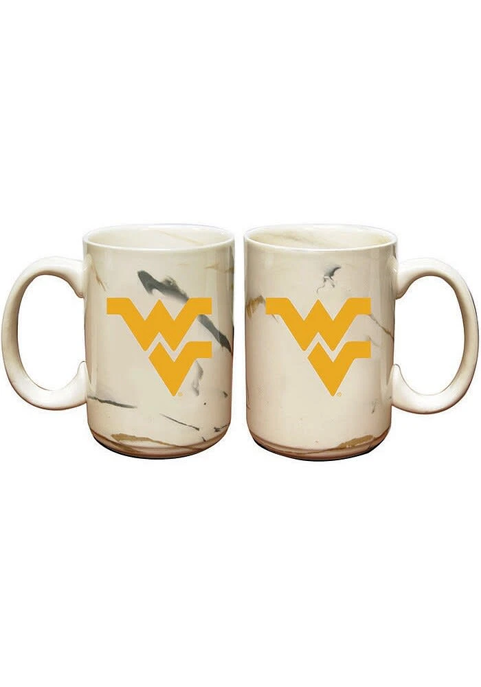 West Virginia Mountaineers Marble Ceramic Mug - White