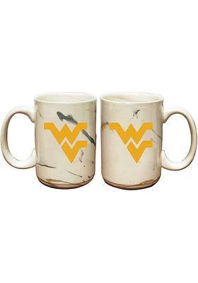 West Virginia Mountaineers Marble Ceramic Mug - White