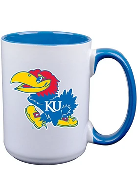 Kansas Jayhawks 15oz Inner Color White Ceramic Mug - Blue