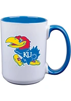Kansas Jayhawks 15oz Inner Color White Ceramic Mug - Blue