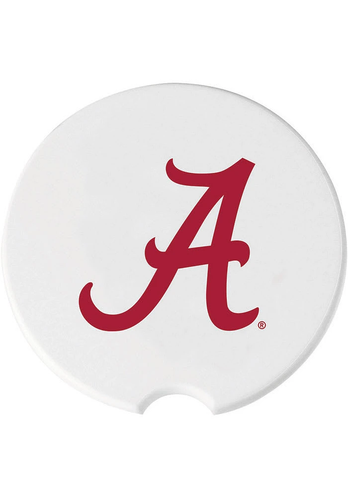 Alabama Crimson Tide Ceramic 2 Pack Car Coaster - White