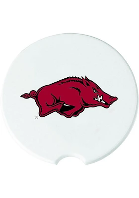Arkansas Razorbacks Ceramic 2 Pack Car Coaster - White