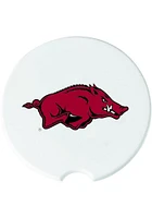 Arkansas Razorbacks Ceramic 2 Pack Car Coaster - White