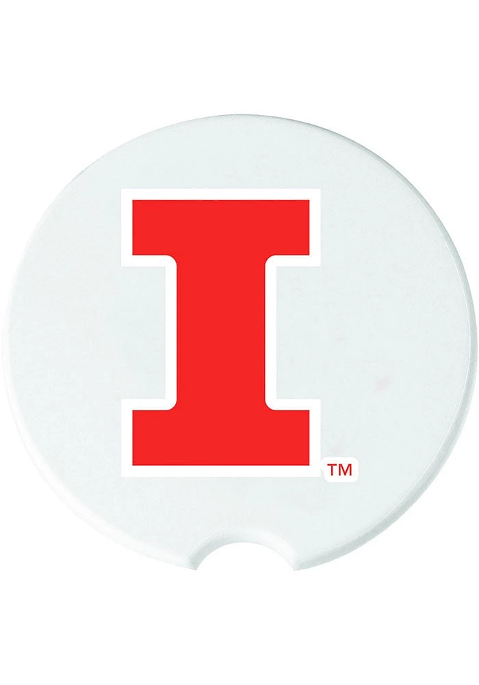 Illinois Fighting Illini Ceramic 2 Pack Car Coaster - White