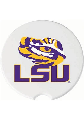 LSU Tigers Ceramic 2 Pack Car Coaster - White