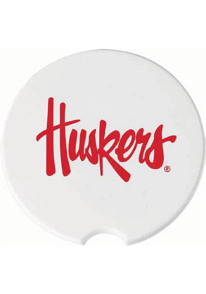 Nebraska Cornhuskers Ceramic 2 Pack Car Coaster - White