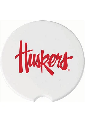 Nebraska Cornhuskers Ceramic 2 Pack Car Coaster - White