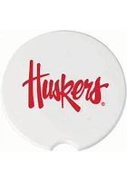 Nebraska Cornhuskers Ceramic 2 Pack Car Coaster - White