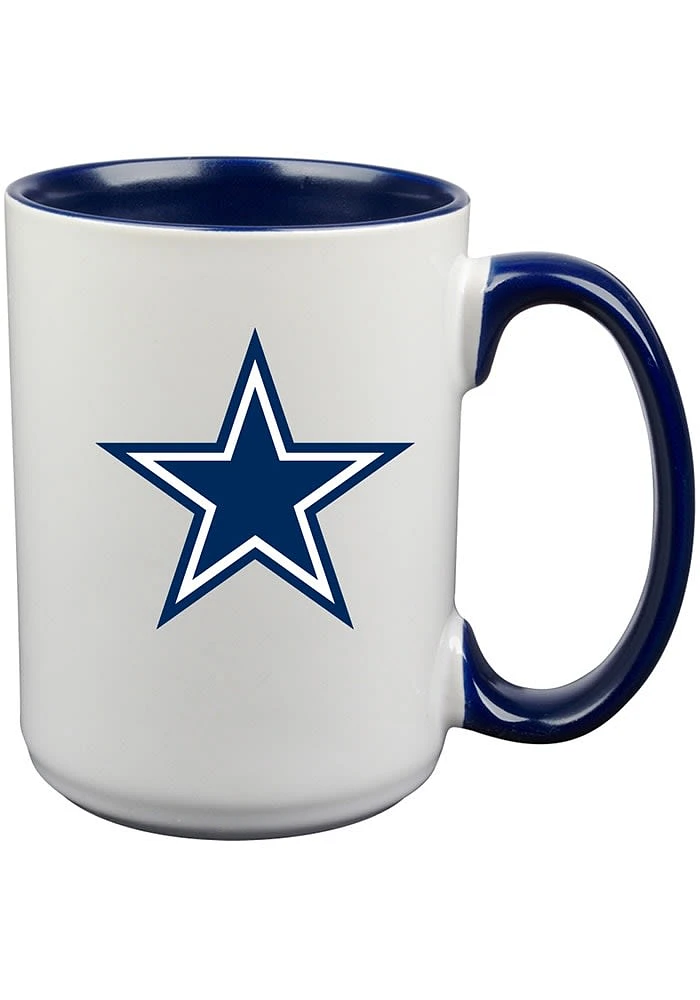 Dallas Cowboys 15oz Inner Color White Ceramic Mug - Navy Blue