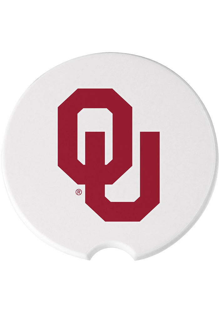 Oklahoma Sooners Ceramic 2 Pack Car Coaster - White