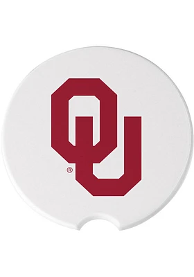 Oklahoma Sooners Ceramic 2 Pack Car Coaster - White