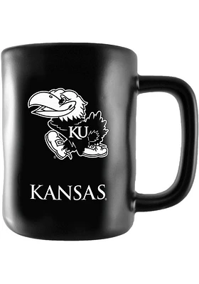 Kansas Jayhawks 15oz Black Etched Ceramic Mug - Black