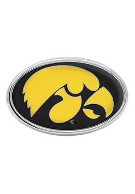 Iowa Hawkeyes Domed Oval Car Emblem - Black