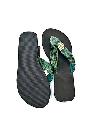 Baylor Bears Green and Black Sequin Womens Flip Flops