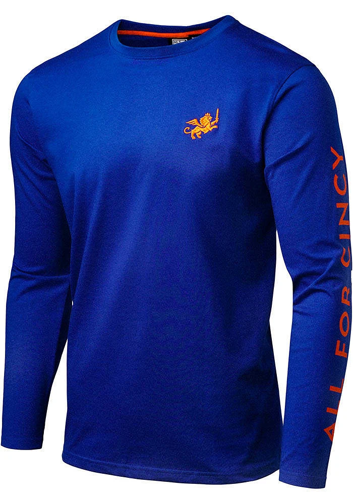 FC Cincinnati Blue Left Chest Sleeve Hits Long Fashion T Shirt