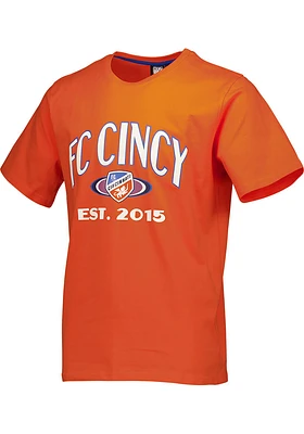 FC Cincinnati Orange Arch Mascot Style Short Sleeve T Shirt