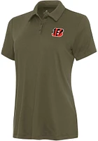 Antigua Cincinnati Bengals Womens Olive Reprocess Recycled Short Sleeve Polo Shirt