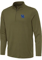 Antigua Kentucky Wildcats Mens Olive Reprocess Recycled Long Sleeve 1/4 Zip Pullover