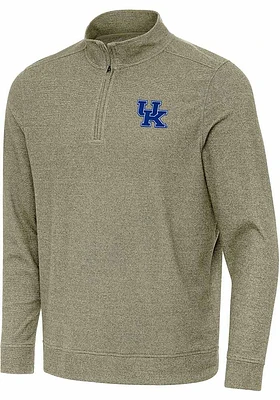 Antigua Kentucky Wildcats Mens Olive Subtle Long Sleeve 1/4 Zip Pullover