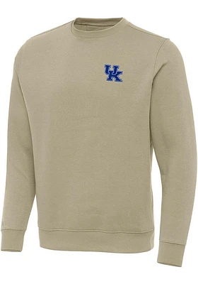 Antigua Kentucky Wildcats Mens Khaki Victory Long Sleeve Crew Sweatshirt