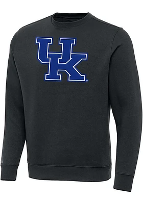 Antigua Kentucky Wildcats Mens Charcoal Full Front Victory Long Sleeve Crew Sweatshirt