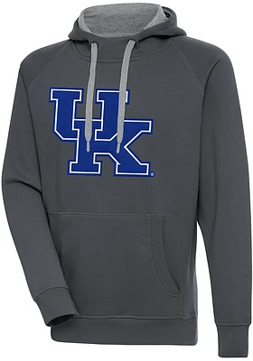 Antigua Kentucky Wildcats Mens Charcoal Full Front Victory Long Sleeve Hoodie