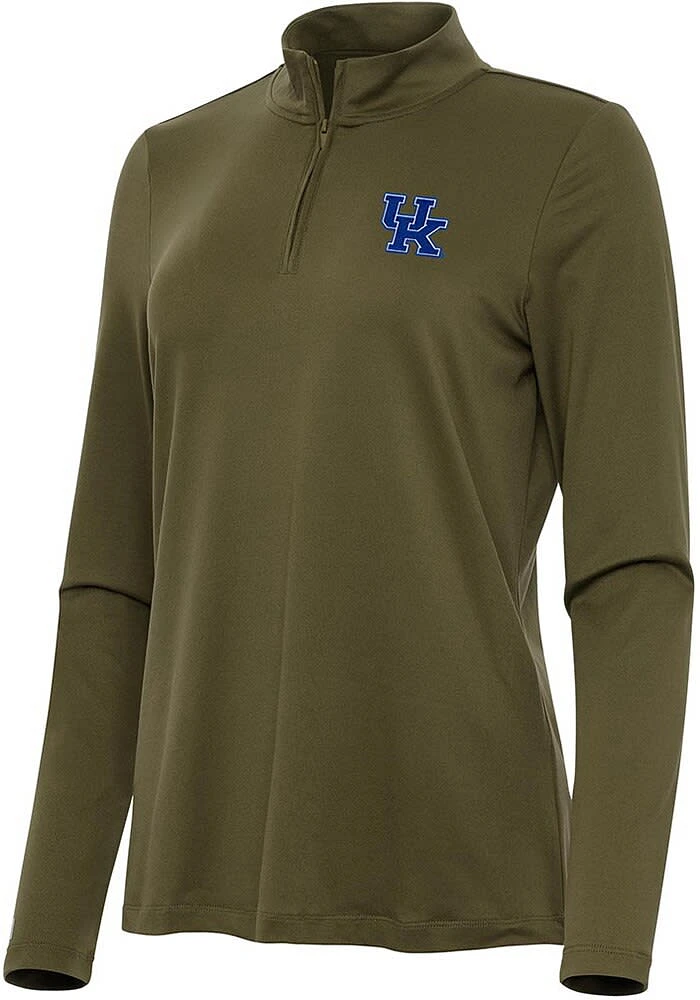 Antigua Kentucky Wildcats Womens Olive Reprocess Recycled Qtr Zip