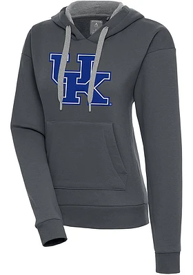 Antigua Kentucky Wildcats Womens Charcoal Full Front Victory Hooded Sweatshirt