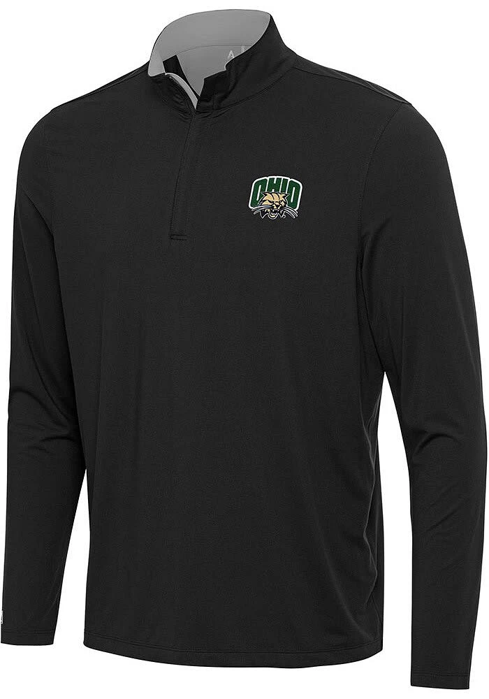 Antigua Ohio Bobcats Mens Black Content Long Sleeve 1/4 Zip Pullover