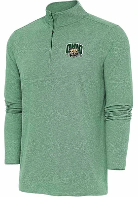 Antigua Ohio Bobcats Mens Green Hunk Long Sleeve Qtr Zip Pullover