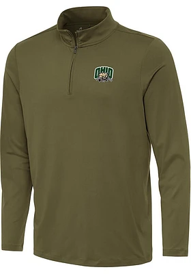 Antigua Ohio Bobcats Mens Olive Reprocess Recycled Long Sleeve 1/4 Zip Pullover