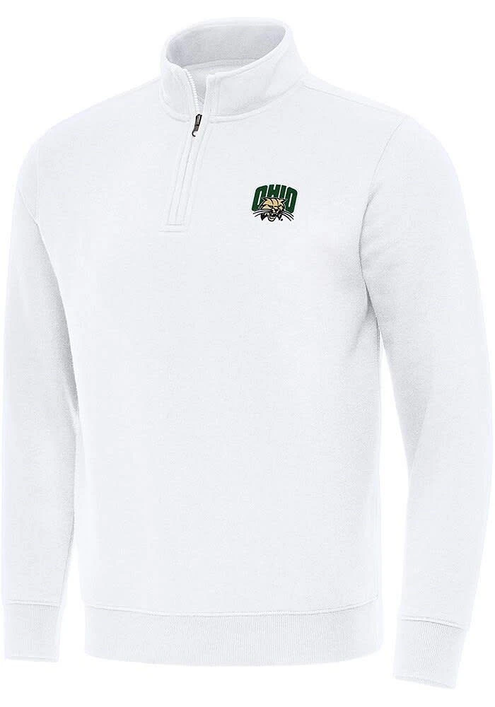 Antigua Ohio Bobcats Mens Victory Long Sleeve Qtr Zip Pullover