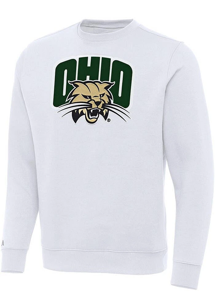 Antigua Ohio Bobcats Mens Full Front Victory Long Sleeve Crew Sweatshirt