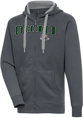 Antigua Ohio Bobcats Mens Charcoal Split Victory Long Sleeve Full Zip Jacket