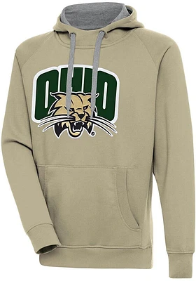 Antigua Ohio Bobcats Mens Khaki Full Front Victory Long Sleeve Hoodie