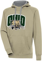 Antigua Ohio Bobcats Mens Khaki Full Front Victory Long Sleeve Hoodie